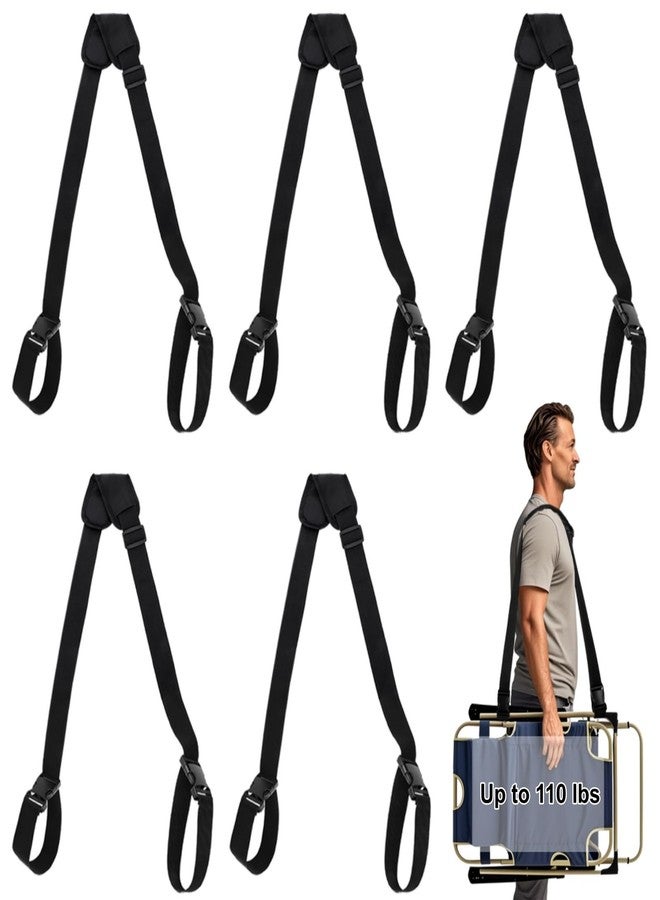 ELFULLY 5 Pack Adjustable Carry Strap, Convenient Camping Beach Chair Carrying Strap, Hands-Free Sturdy Universal Shoulder Straps for Picnics, Backpack, Skateboard, Folding Bike, Outdoor Activities - Image 1